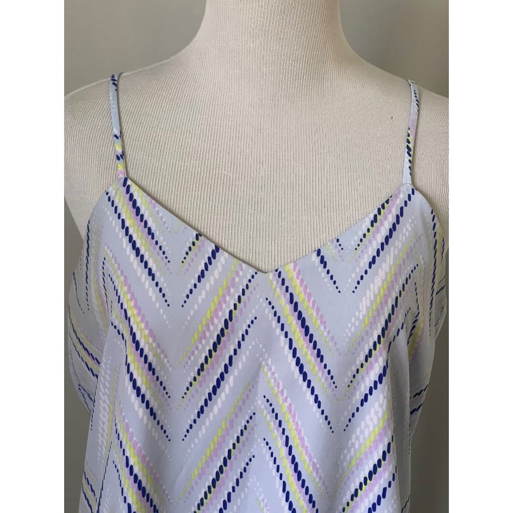 Candies Light Blue Chevron Print Spaghetti Strap V-Neck Tank Top - Picture 2 of 12